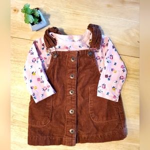 👶5/$15 Floral shirt & Overall Dress Outfit